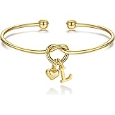 M MOOHAM Valentines Gifts for Her Teen Girls - Knot Initial Bracelets for Women Bridesmaids Proposal Gift Bridesmaid Gift Heart Initial Bracelet Friendship Bracelets Valentines Gifts for Women Sister