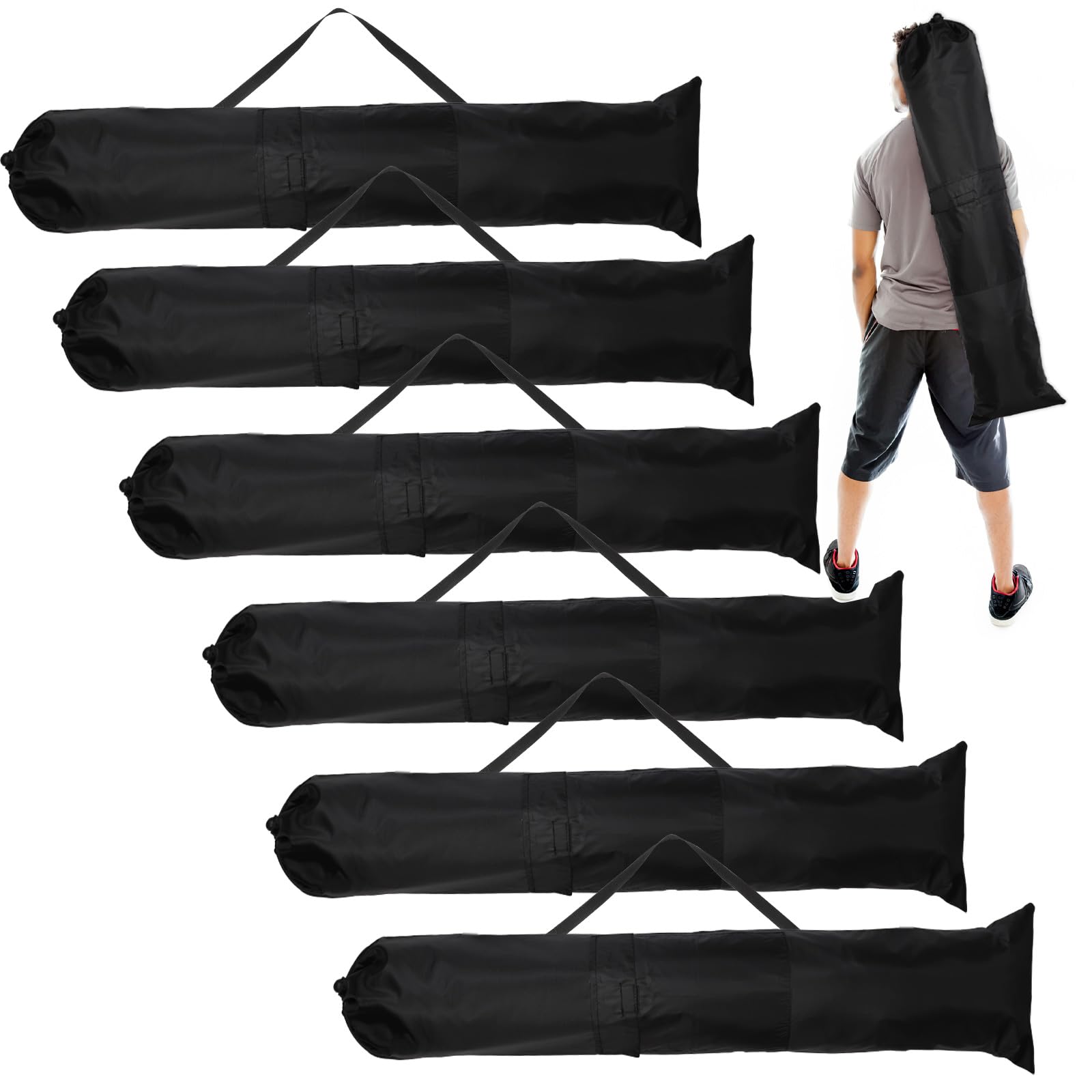 PEUTIER 6pcs 43x9in Camp Chair Replacement Bag, Foldable Folding Chair Storage Bag with Carrying Strap & 2 Pockets Portable Camping Chair Bag for Outdoor Travel (Chair is not Included)