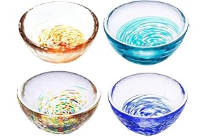 Mozacona 4pcs Colorful Crystal Glass Sake Cups Set,Small Wine Cups,Tea Cups