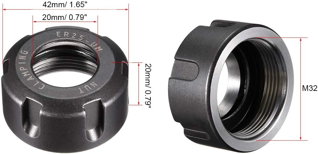 sourcing map Clamping ER25-UM(M32) Collet Clamping Nuts for CNC Milling Chuck Holder Lathe - Image 3