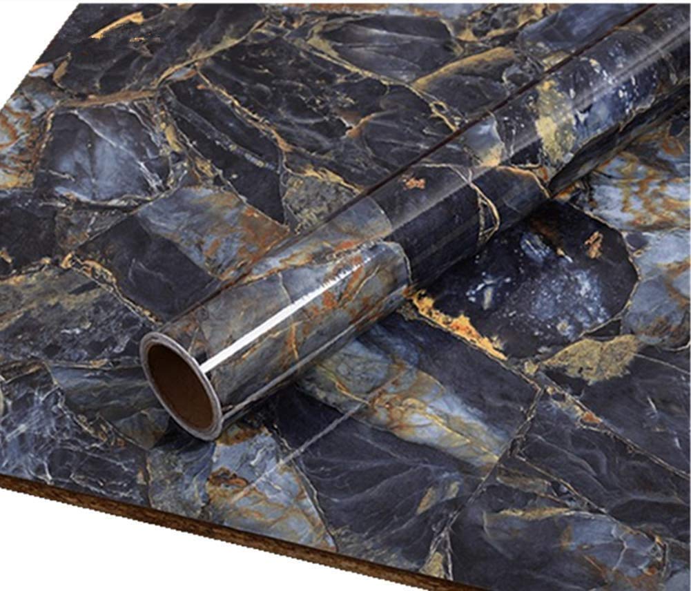 Self Adhesive Sapphire Look Marble Gloss Film Shelf Liner Drawer Cabinet Sticker 60cm by 300cm