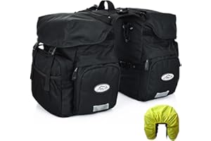 ZTZ 50L Panniers Bike Bags, Waterproof Bike Panniers Made of High-Density 600D Polyester for Durable Use, Bike Saddle Bag come with Reflective Trim and Rain Cover, Easy Organize in 7 inch Rack