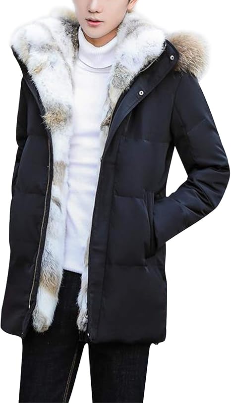 Omoone Men's Loose Heavyweight Long Hooded Padded Puffer Down Jacket Overcoat at Amazon Menâs 