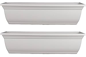 Mojave Rectangular Planter Box w/Drainage Holes - Long Planter Box for Windowsills, Balconies & More - Plastic Large Outdoor 