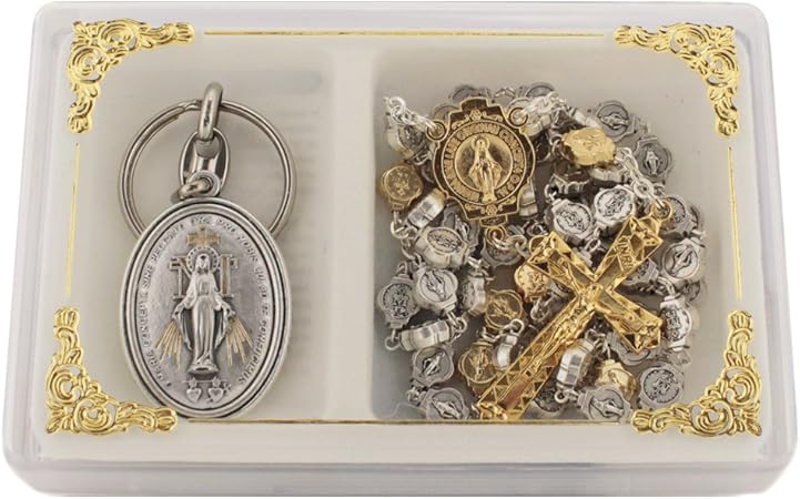 Catholic gift miraculous medal necklace for mother and Amazon.com: Miraculous Medal Rosary Gift Set with Keychain: Home & Kitchen