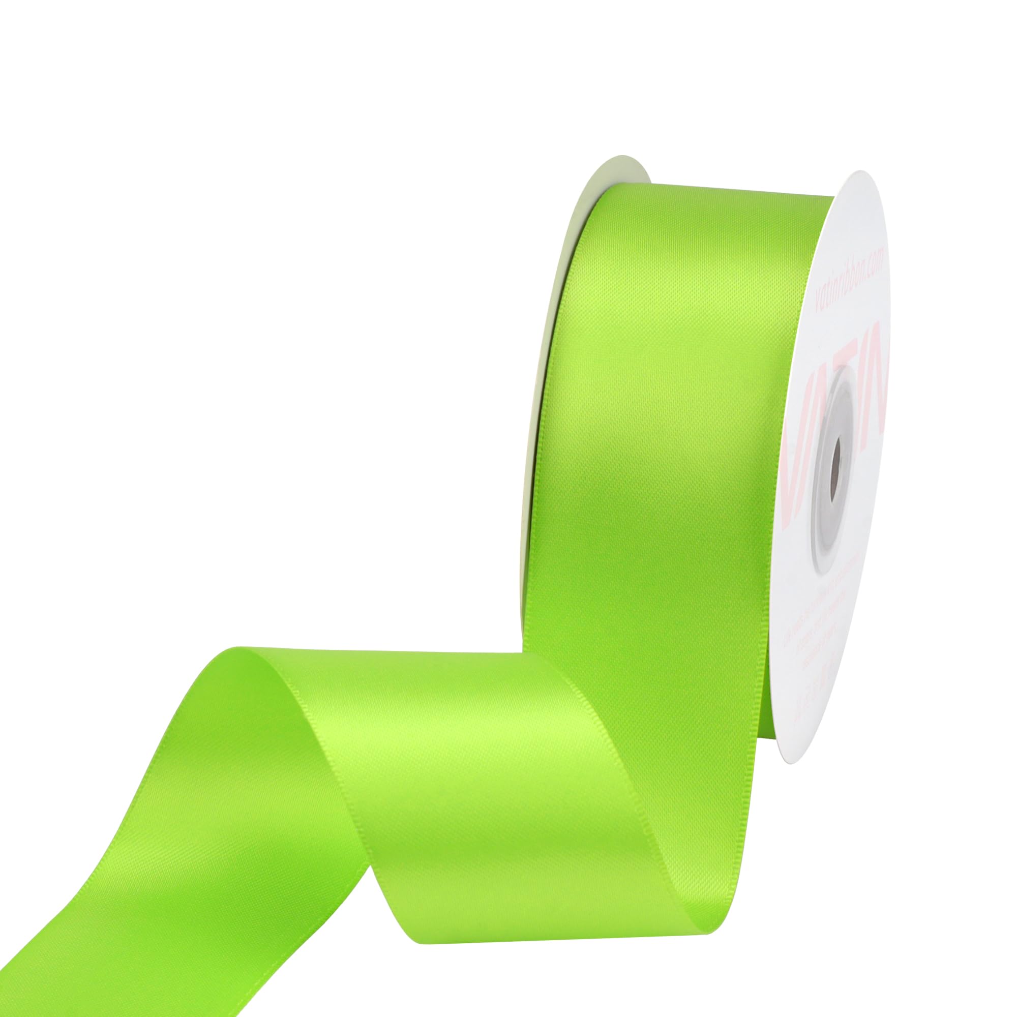 VATIN 38mm Wide Double Faced Polyester Apple Green Satin Ribbon Continuous Ribbon- 23 Metre, Perfect for Wedding, Gift Wrapping, Bow Making& Other Projects