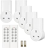 Etekcity Wireless Remote Control Sockets Programmable Electrical Plug Outlet Switch, Lights, Household Appliances, up to 30m/100ft Operating Range, White