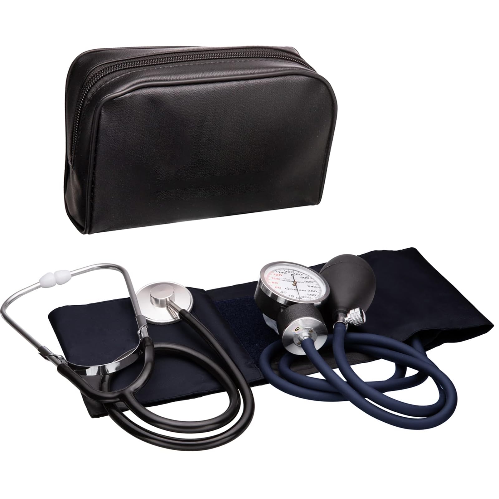 Manual Blood Pressure Cuff by Double love – Professional Aneroid Sphygmomanometer with Carrying Case – Adult Sized Cuff(5.3"-20.8") – Bp Monitor Set with Stethoscope (Black)