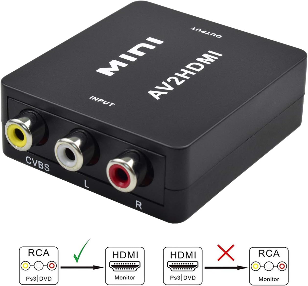 AV vers HDMI Convertisseur, Keyixing RCA Composite CVBS AV to HDMI