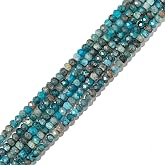 BEADIA Natural Apatite Beads 4x2mm 120pcs Faceted Rondelle Loose Semi Gemstone Beads for Jewelry Making Design