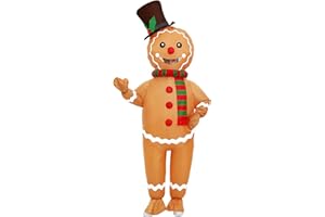 Inflatable Costume for Adult Christmas Gingerbread Halloween Blow Up Gingerbread Man Costumes Women Funny Cosplay Party