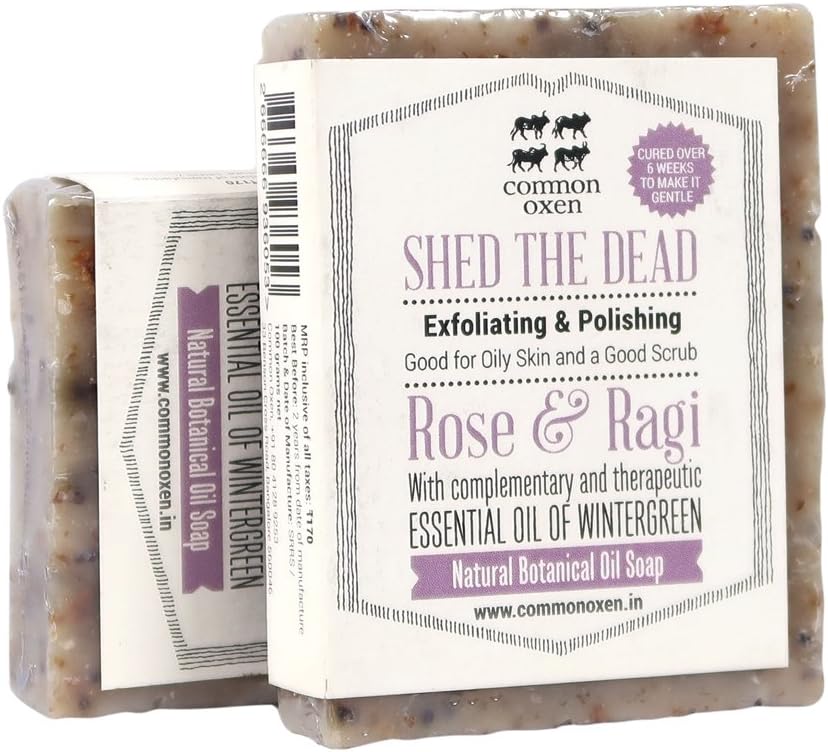Common Oxen – ROSE & RAGI, Natural Botanical Oil Soap for Face & Body EXFOLIATING & POLISHING Best for Oily Skin - 150g – SHED THE DEAD