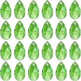 SOFPLATE 1 Box 40pcs 22MM Large Faceted Teardrop Charms Glass Teardrop Beads Pale Green Tear Drop Pear Crystal Prism August Birthstone Charms for Jewelry Making Charms Lamp Home Hanging Decor