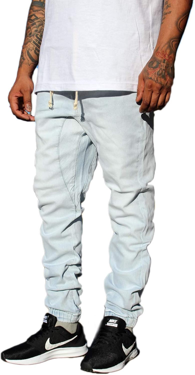 blue jean jogger pants