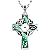 Midir&Etain Celtic Cross Necklace 925 Sterling Silver Cross Pendant Necklace Celtic Viking Irish Jewelry Religious Protective Gift for Men Women