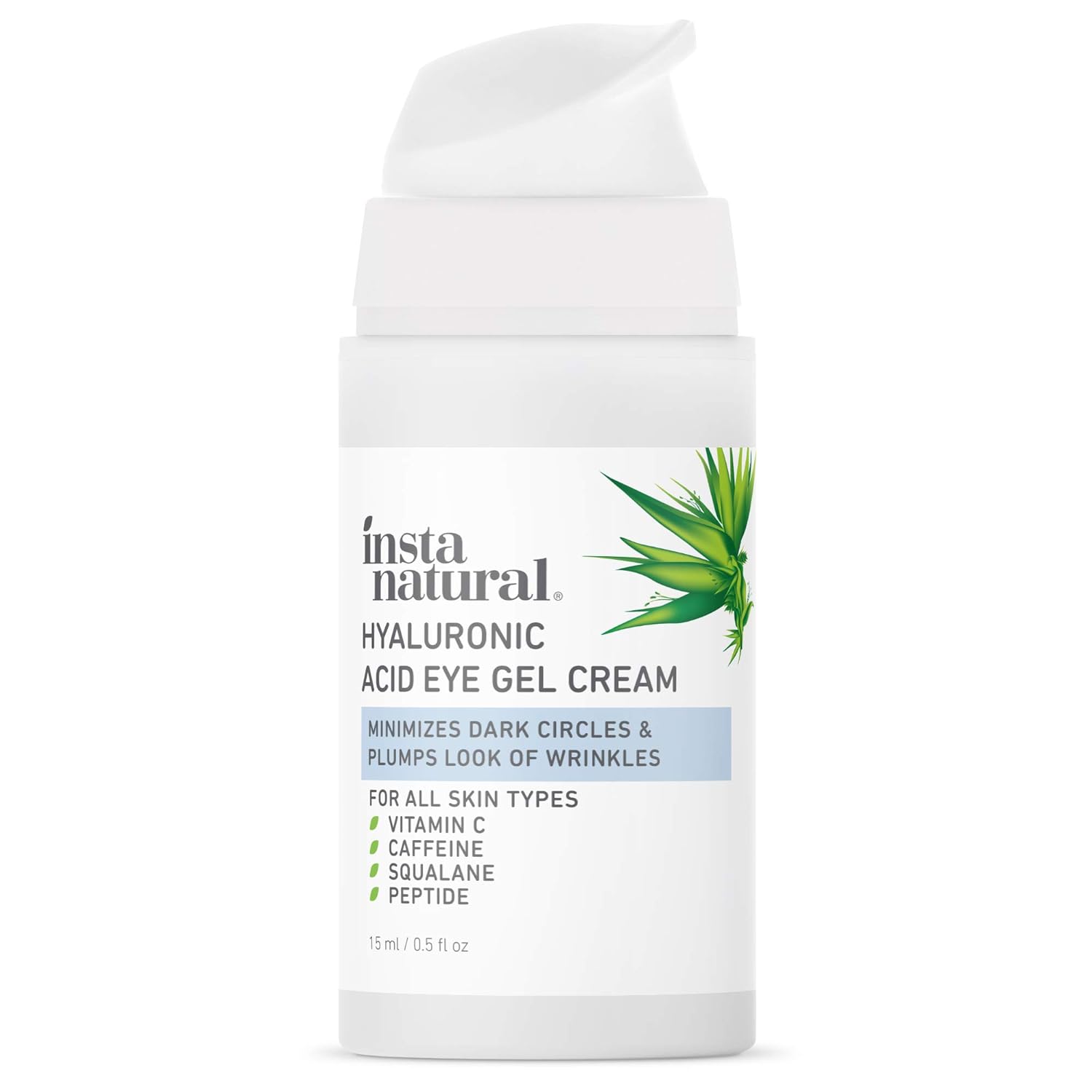 Hyaluronic Acid Eye Gel Cream - Hydrating Dark Circle, Eye Bags Remover & Puffy Eyes Moisturizer - Crows Feet, Lines & Wrinkles, Lifting & Firming Brightening Treatment - Vitamin C & Caffeine - 0.5 oz: Beauty
