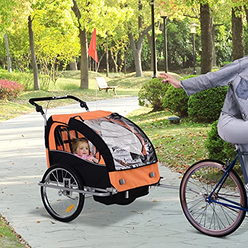 Aosom Elite 360 Swivel Bike Trailer for Kids Double Child TwoWheel