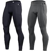 OEBLD Compression Pants Men UV Blocking Running Tights 1 or 2 Pack Gym Yoga Leggings for Athletic Workout