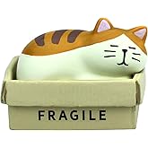RAQWI Cute Box Cat Figurine Resin Cat for Office, Home Decoration Perfect Cute Cat Gift for Cat Lovers