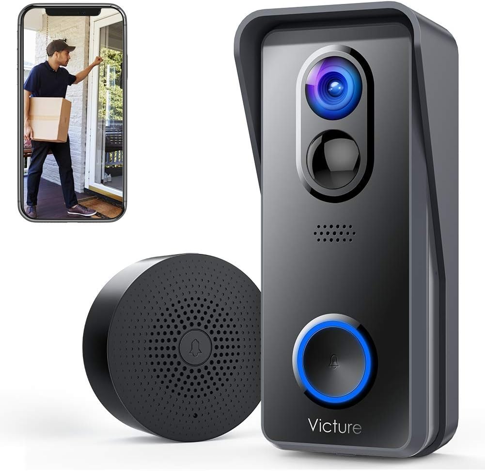 Victure WiFi Video Doorbell Camera 1080P HD with Chime Smart Doorbell Battery Powered with Night
