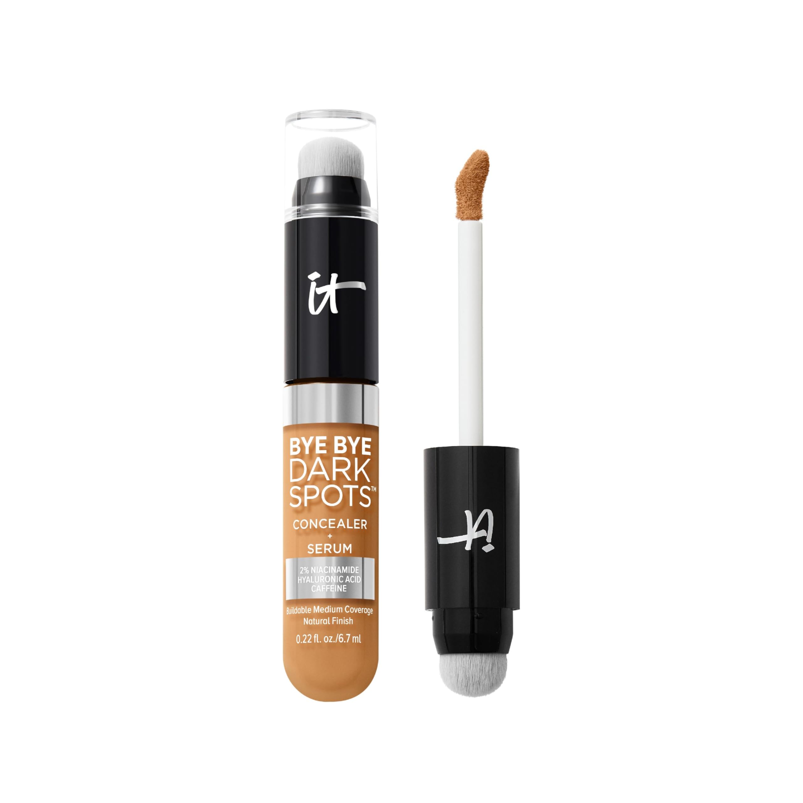 IT Cosmetics, Bye Bye Dark Spots Concealer + Serum, Medium Coverage, Made with Niacinamide, Hyaluronic Acid & Caffeine, Shade: 42 Tan Neutral, 6.7 ml