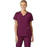 Wink Scrubs for Women, W123, Stylized Vneck Tops with 5 Pockets Wine