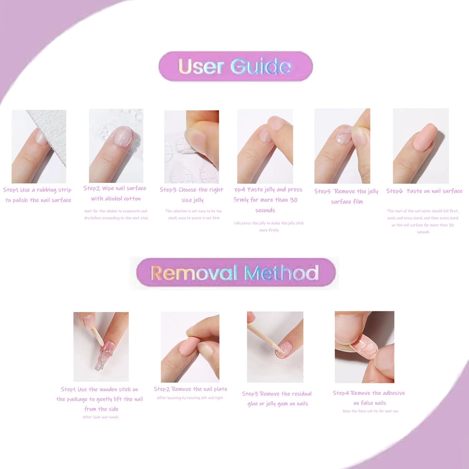 Christmas Press on Nails Medium Almond MABKJLF Red French Tip Fake Nails False Nails with Designs Cute Christmas Hat Snowflake Bow Glossy Glue on Nails for Women Girls 24 Pcs - Image 8