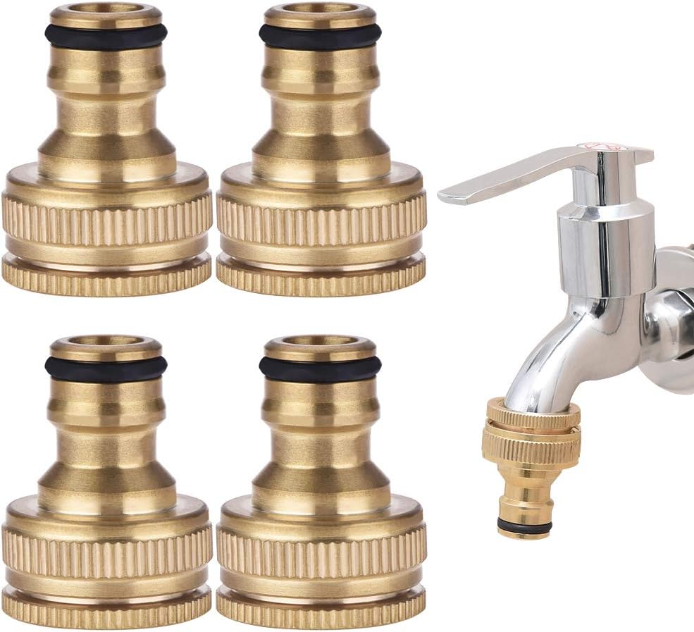 Betoy Brass Hose Fitting 4 Pcs 1/2'' & 3/4'' External Thread, Yellow, Piccolo