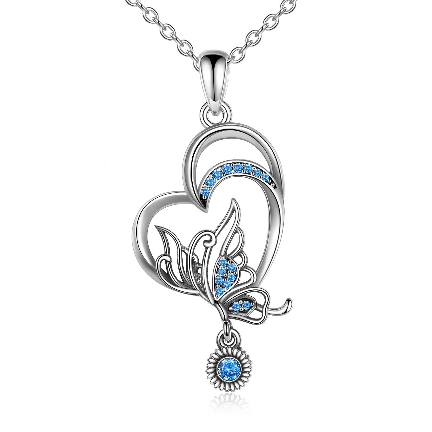 YFN Butterfly pendant Necklaces 925 Sterling Silver Jewellery Necklace Gift Women Girls
