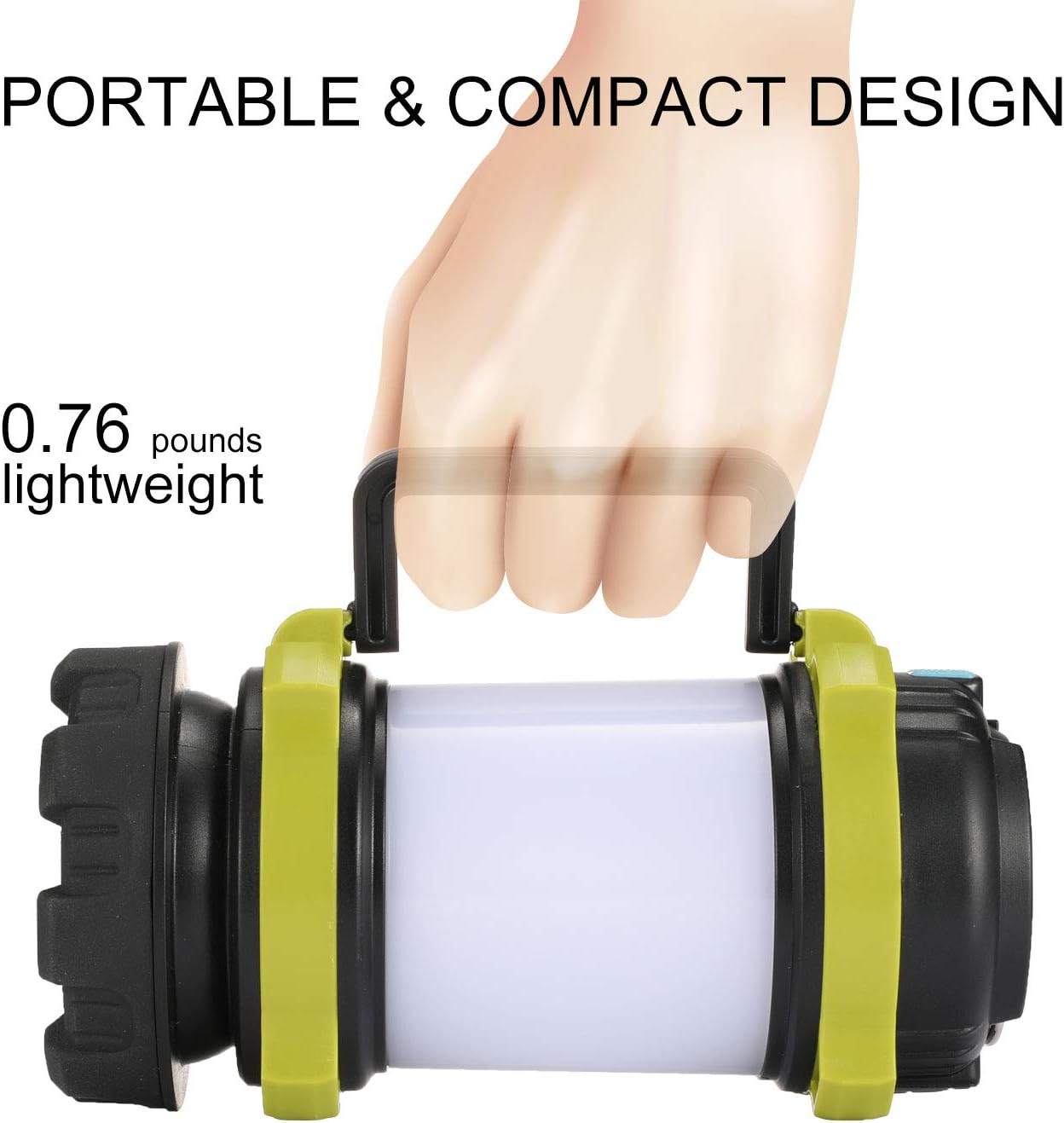 Consciot Rechargeable Camping Lantern Flashlight, LED with 6 Modes, 3600mAh Power Bank, IPX4 Waterproof, Two Way Hook, Portable with USB Cable for Emergency, Camping, Hiking, Outdoor Activities - - 