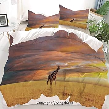 Amazon Com Homenon Giraffe Decor Duvet Cover Set Queen Size