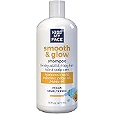 Kiss My Face Smooth & Glow Shampoo, For Dry and Frizzy Hair, Hair and Scalp Care, Hyaluronic Acid, Vegan and Cruelty Free, 16 Fl Oz