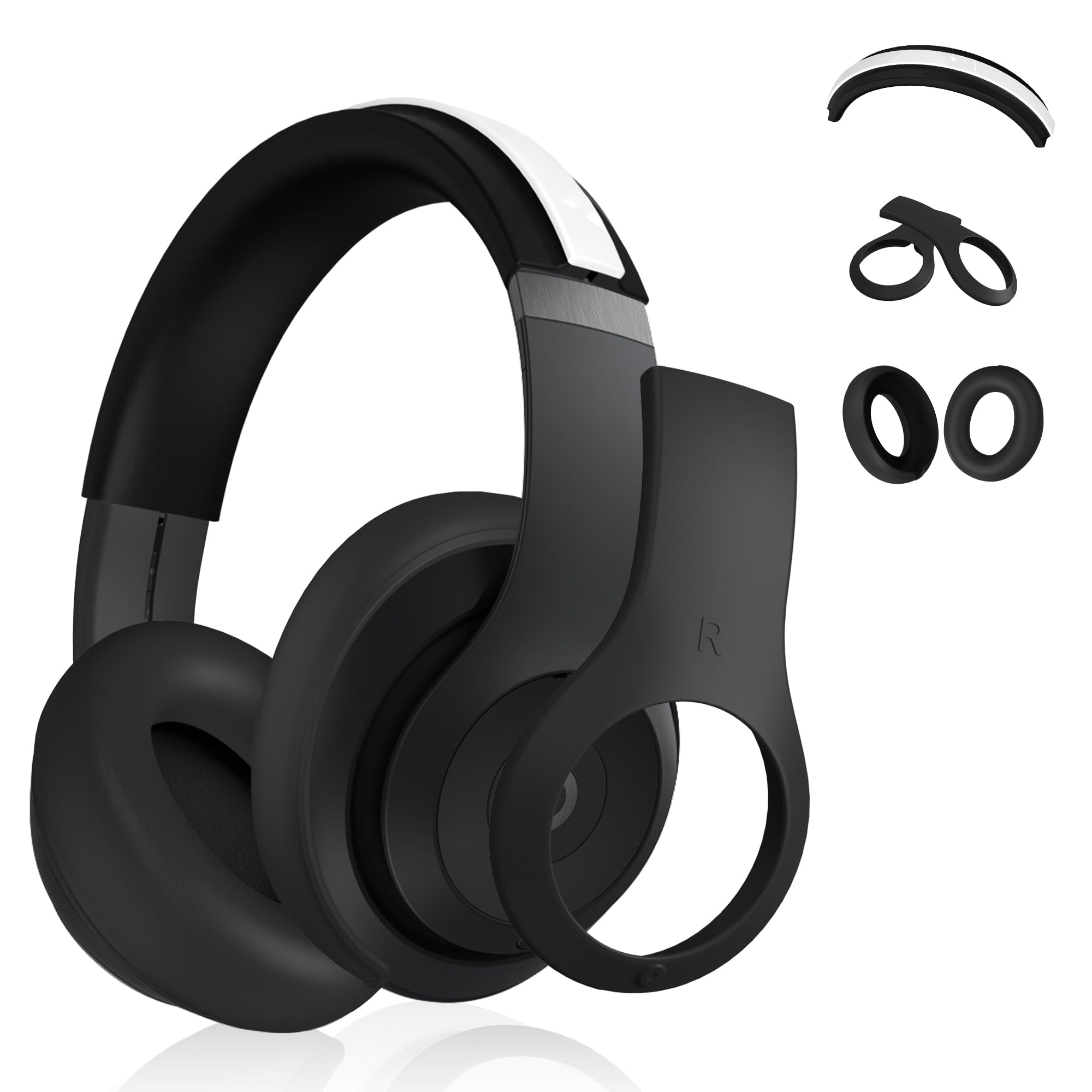 Photo 1 of ?3 in 1? Silicone Case for Beats Studio Pro, Anti-Scratch Ear Pad Case/Shell Cover/Headband Covers for Beats Studio Pro, Soft Silicone Skin Protector Accessories (Black)