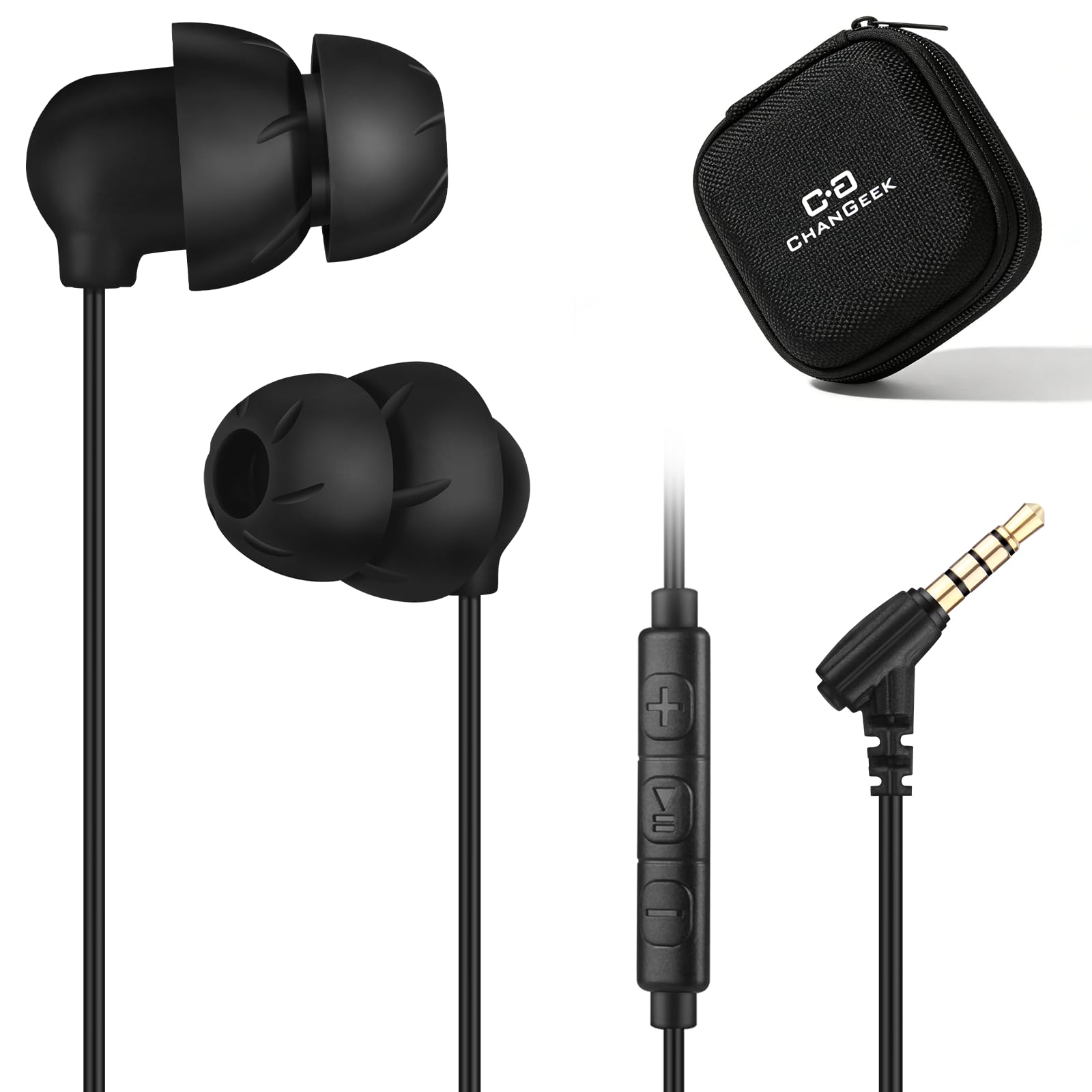 Photo 1 of 3.5mm Wired Sleep Earbuds Headphones with Microphone, Soft Earphones for Sleeping, Dual-Layer Noise Isolation, HiFi Sound, Ultra-lightweight, Ideal for Sleeping, Snoring, Insomnia & Travel