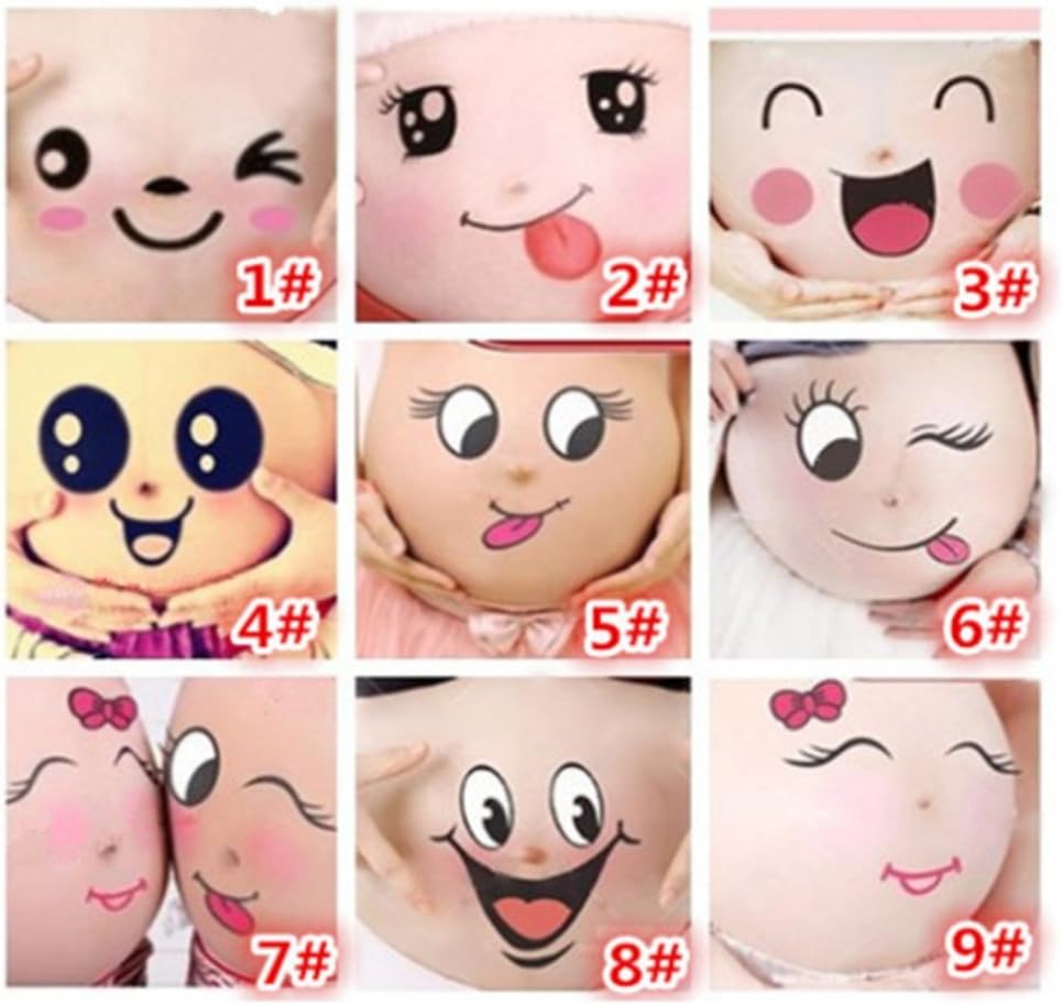 MSAI Pregnant Women Therapy Maternity Photo Props Py Photographs Belly Painting Photo Stickers Maternity Week Stickers Belly Stickers?Baby Onesie - Monthly Milestone Belly (1-9 belly painting)