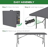 Rainberg 6ft Heavy Duty Plastic Folding Table Grey 1800 x 750 mm view 6