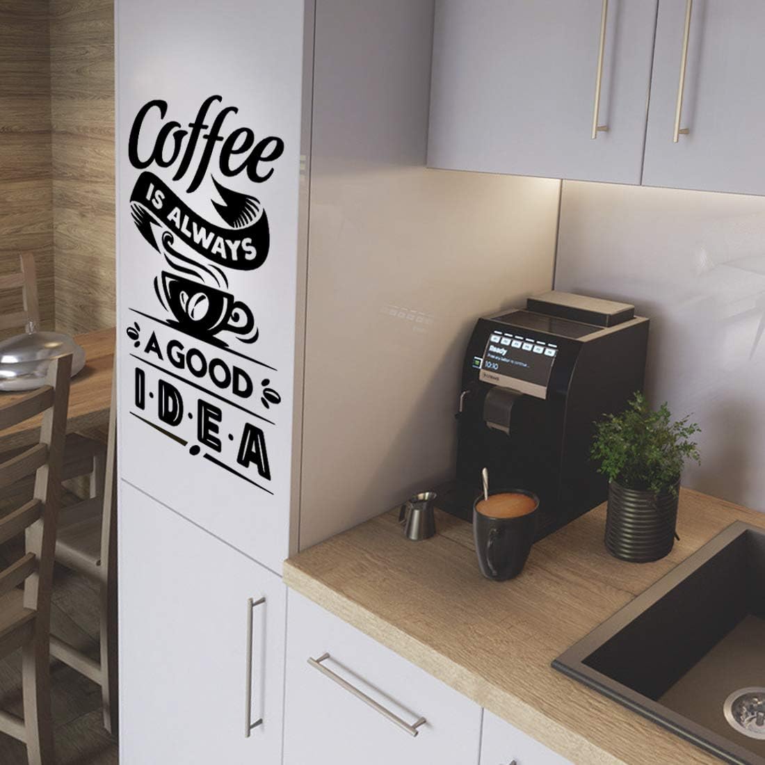 Coffee Good idea Sticker Wall Art Kitchen Vinyl Stickers Cafe Sign Door Decor Shop Window Lettering Decal Glass Signs Decals Poster plaques Cup Pub transfers Windows Mural Cups Retro Quotes Takeaway - Image 3