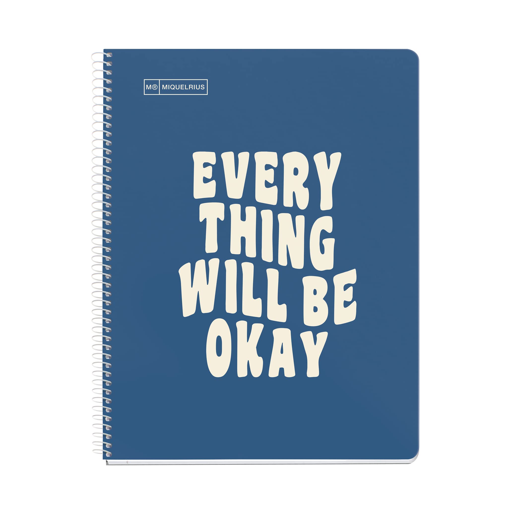 Miquelrius - A4 Notebook, Message Notebook, 1 Colour Strip, 80 Sheets of 90 g/m², Dotted Ruled, 4 Drills, Hard Cardboard Cover, Navy Blue