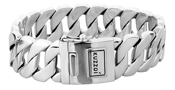 kuzzoi Silberarmband Herrenarmband aus massivem 925er Sterling Silber, Breite 20 mm, 335110