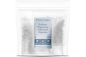 PureCaps USA - Empty Vegetarian Vegan Pullulan Pill Capsules Size 0 | 500 Separated Pills| Clear| Non-GMO Certified | SLS, Gluten, Preservative Free