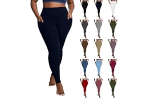 eilrgd Women's Plus Size Leggings with Pockets Tummy Control High Waisted Yoga Pants Seamless Stretchy Buttery Workout Pants