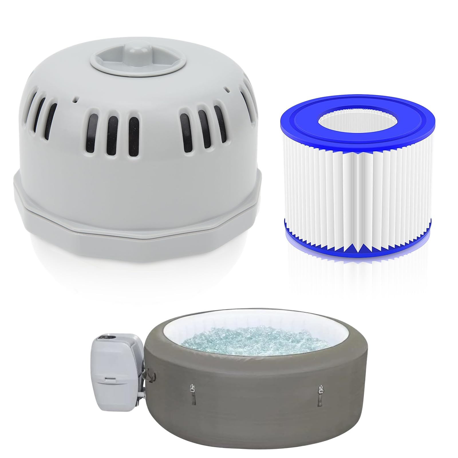 For Lay Z Spa Filter Holder Housing, Pool Cleaning Cartridge Holder, Cover and Housing Set for Spa's Filter System, Lay-Z-Spa Bestway Double Filter Housing for Lazy Spa All Models New 54123 54112