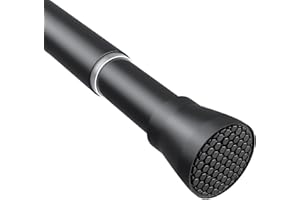 ZIPGLO Tension Curtain Rod Black Tension Rod 28 To 48 Inch Spring Curtain Rods Non Slip Tension Rods 1pcs For Windows No Drilling Adjustable Tension Rods of Curtains Window Closet Kitchen Wardrobe