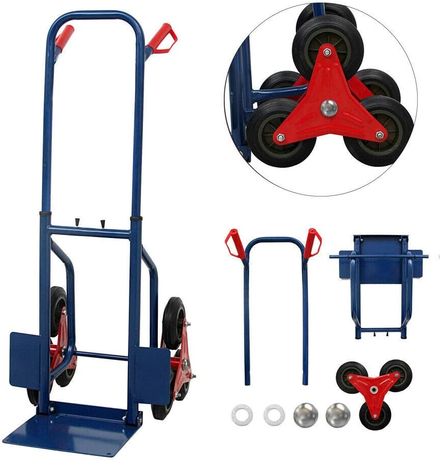 AVGDeals 440lb Heavy Duty Stair Climbing Climber Hand Truck Dolly Cart Trolley w/6 Wheels | Easy to Load, Sturdy, Durable