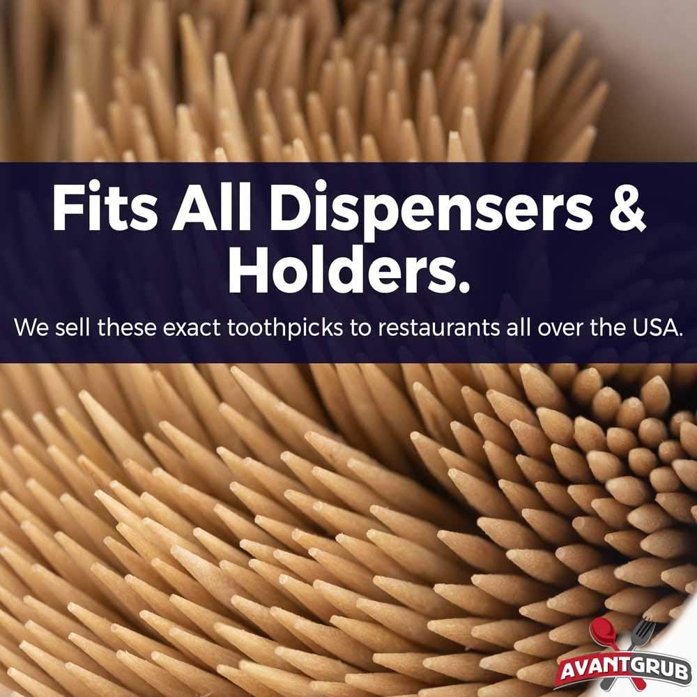 Avant Grub's Bulk Toothpick 1,000 Pack. Restaurant-Grade, Classic Round Tooth Pick Set in Reclosable Box. Made to be Precisely Straight & Uniform from Pure Virgin Wood. Wholesale Supply.: Office Products