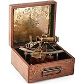 OCEAN REPLICAS 8" Maritime Antique Marine Captain Sextant with Wooden Storage Box – Brass Nautical Sextant for Navigation, Home Decor, Office Desk, Gifts for Men