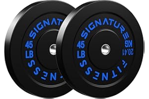 BALANCEFROM Olympic Bumper Plates 2 inch Hole - 10LB to 55LB Pairs & Sets (Black) | Solid Rubber Weight Plates for CrossFit, Deadlift, Powerlifting & Home Gym