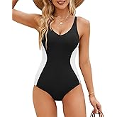 One Piece Swimsuit Womens 2025 Tummy Control Slimming Bathing Suit Modest One Piece V-Neck Push Up Swimwear