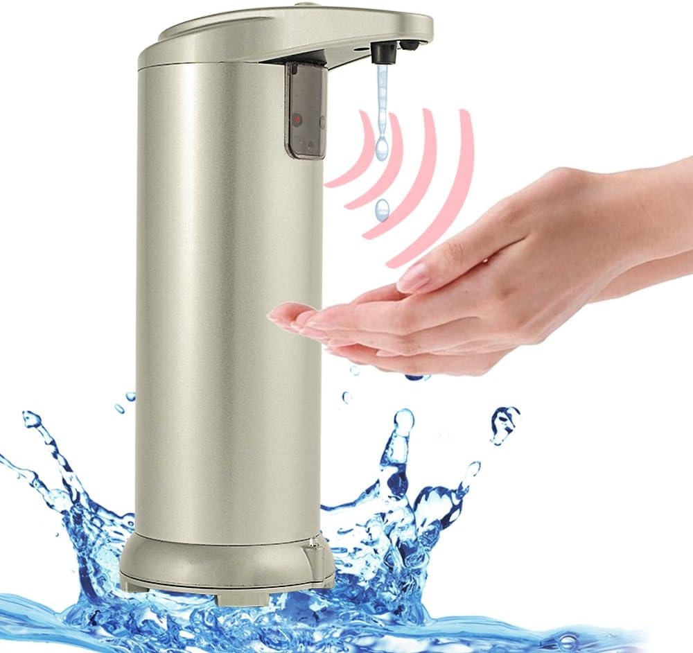 GuGuo Automatic Soap Dispenser, Touchless Countertop Liquid Holder,Hand Sanitizer Shampoo Lotion Remain Visible,Waterproof Base for Kitchen Bathroom (Champagne gold)