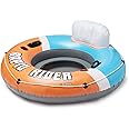 Bestway Hydro-Force Rapid Rider Inflatable River Tube Water Float for 1 Person with Built-in Backrest, Handles, and Cupholders, Orange